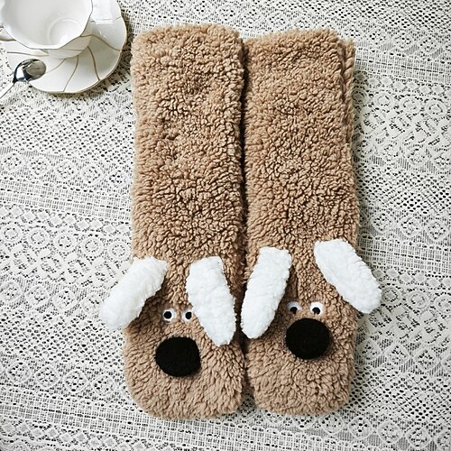 Kuschelige, dicke Socken für Damen, warme Winter-Schlafsocken, weiche Haussocken, bequeme Loungesocken für die Zeit nach der Geburt, Thermosocken für drinnen Image
