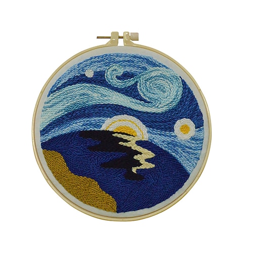 Weihnachtsgeschenk für Mütter: DIY-Stickerei-Starterset – Lavendel Blumenmuster „Vergissmeinnicht" mit Stickrahmenanleitung – für Anfänger geeignet Image