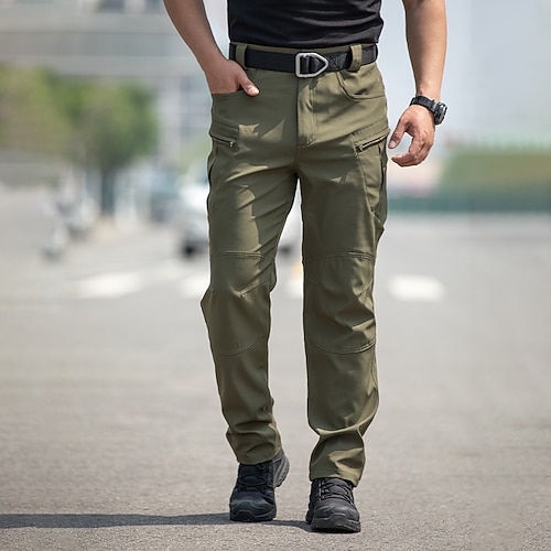 Herren Cargo-Hosen Hose Mehrere Taschen Einfarbig Winddicht tragbar Outdoor Täglich Campen und Wandern Streetwear Stilvoll Blau Tarnung Schwarz Mikroelastisch Image