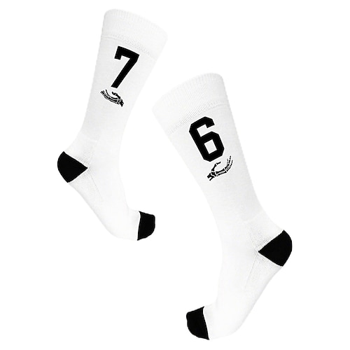 Lustige Socken mit dem 67-Meme, sportliche Crew-Socken, lässige, nahtlose Socken mit Print aus weichem, atmungsaktivem Material, bequemer Alltags-Sportstil zum Gehen, Laufen und fürs Fitnessstudio. Image