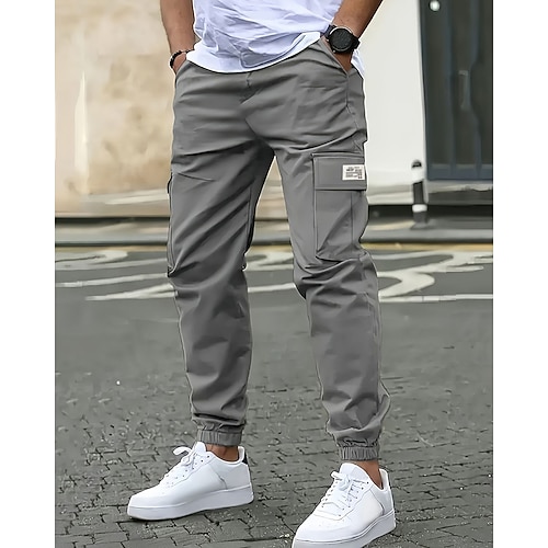 Herren Sport-Jogginghose Lässige Jogginghosen Cargohosen Mit Taschen Unterteile Fitnessstudio Athleisure Trainieren Herbst Winter Fitnessstudio Wandern Training Normale Passform Sportbekleidung Image