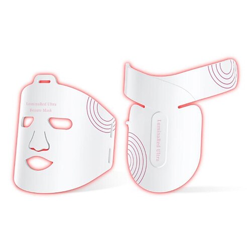 Neue LED-Rotlicht-Gesichtsmaske, FDA-zertifiziert, für den Hausgebrauch, Silikon-Gesichtsmaske, Phototherapie-Gesichtsmaske mit Nackenband, USB-Ladefunktion (2600 mA), geeignet für … Image