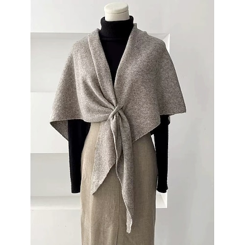 Strickschal aus Wollmischung, dreieckig, kuschelig, warm, einfarbig, ideal für den Winter, zum Halswärmen, für Outdoor-Aktivitäten, Reisen, Büro, als Schulterbedeckung und bequeme Schicht. Image