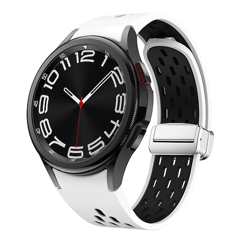 Uhrenarmband für Samsung Galaxy Watch 7/6/5/4 40/44mm, Watch 5 Pro 45mm, Watch 6 Classic 43/47mm, Watch 4 Classic 42/46mm Silikon Ersatz Gurt Verstellbar Sportarmband Moderne Schnalle Aushöhlung Image