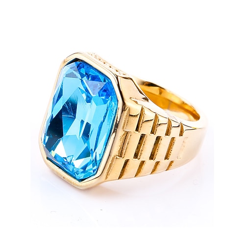 Herrenring aus Titanstahl mit großem, farbigem Edelstein – in verschiedenen Farben erhältlich, stilvolles Design für legere und formelle Anlässe. Image