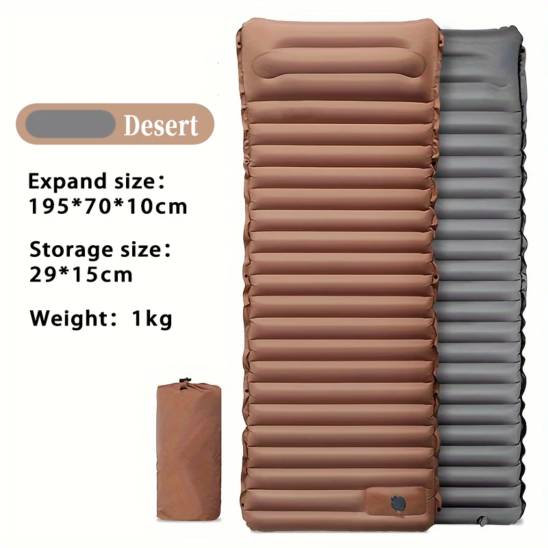 Verdickte Isomatte für den Außenbereich mit Kissen, ultraleichte aufblasbare Matte zum Rucksackreisen, integrierte Pumpe, ideal zum Wandern Image