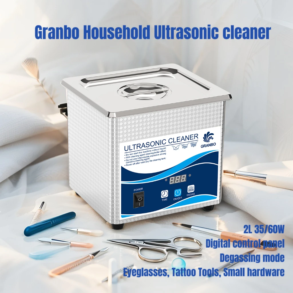 2L Ultraschallreiniger 40kHz 35/60W mit Entgasungs-Haushaltsreinigungsmaschine für Schmuck, Brillen und Kleinteile Image