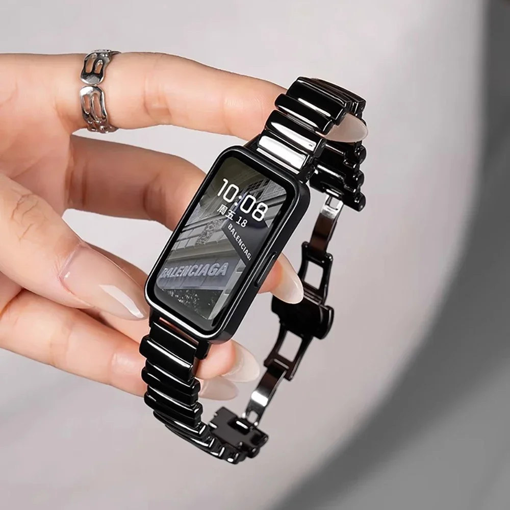 Unregelmäßige Edelstahlschlaufe für Huawei Band 10/9/8, hochwertiges Armband für Huawei Band 9, Correas für Huawei 10/9 Gürtel Image