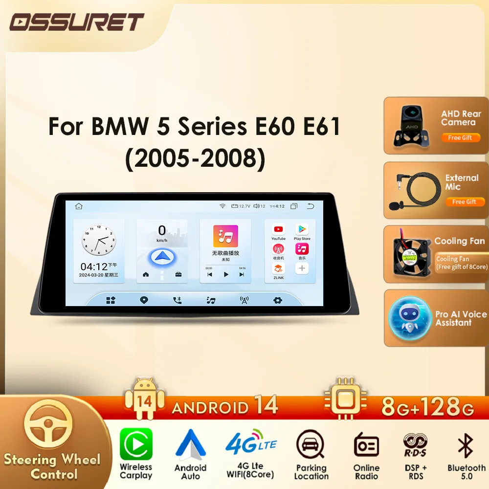 Für BMW 5er E60 E61 E63 E64 (2005–2008) CCC mit Smart Car Systems unterstützen drahtloses Carplay Android Auto RDS BT WIFI GPS 4G Image
