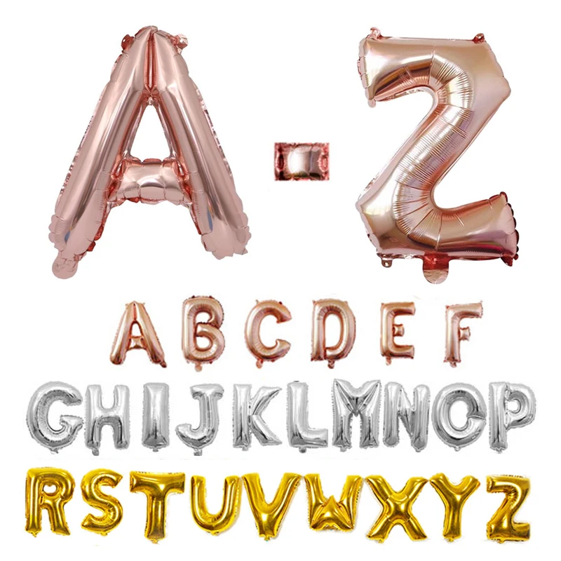 16 32 40 Zoll Folienbuchstabenballons A-Z Lufthelium Alphabet Ballonfiguren Alles Gute zum Geburtstag Hochzeitsdekorationen Erwachsener Name Ballon Image