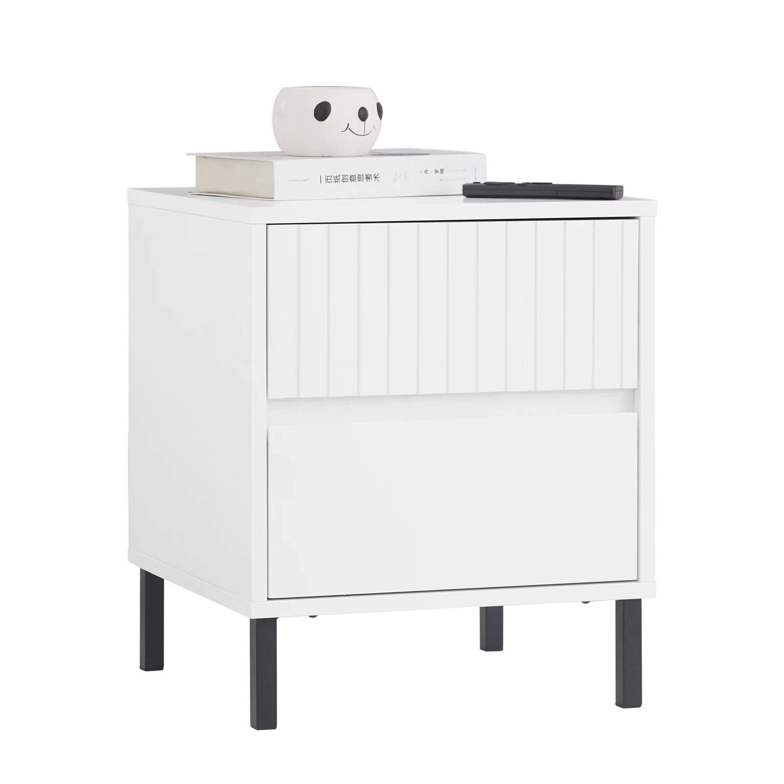 SoBuy FBT157-W Nachttisch mit 2 Schubladen für Boxspringbett Sofatisch Beistelltisch Telefontisch Nachtschrank Nachtkommode