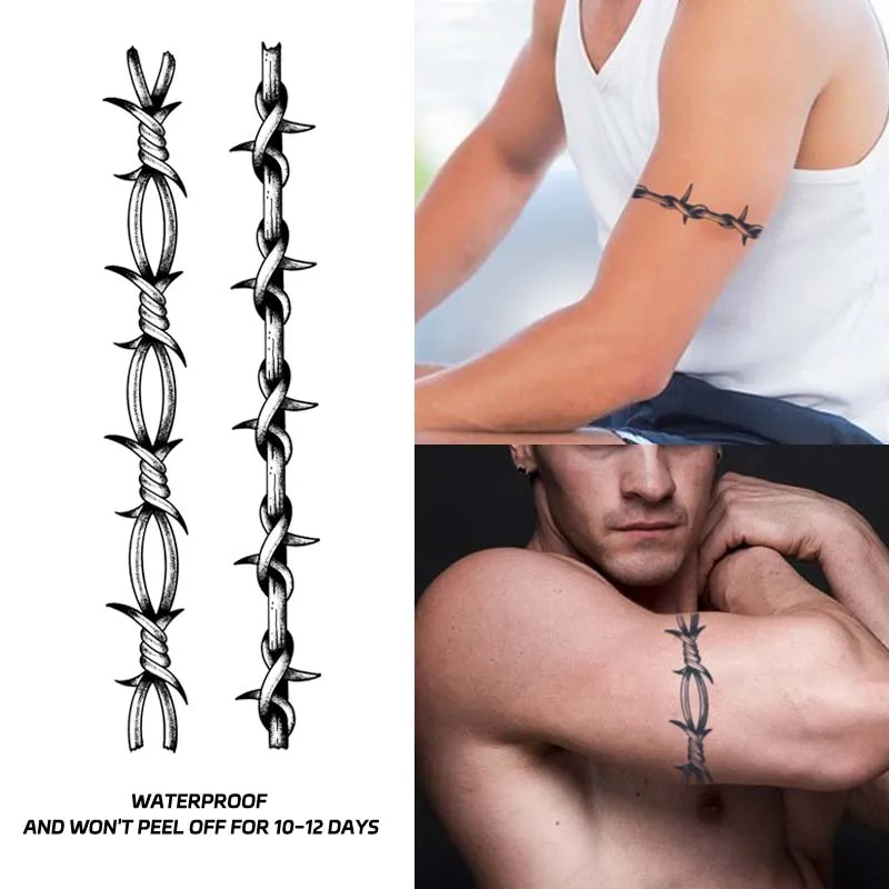 Dornenarmband, langlebig, wasserfest, 1–2 Wochen, temporärer Tattoo-Aufkleber, realistisches semi-permanentes Fake-Tattoo Image