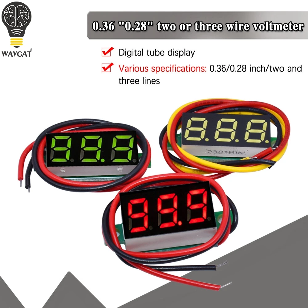 0,36 Zoll 0,36 Zoll Digital Voltmeter Rot Grün Blau DC 0V-100V Drei Linien 3-stellige Spannung Panel Meter Display LED Farbe Image