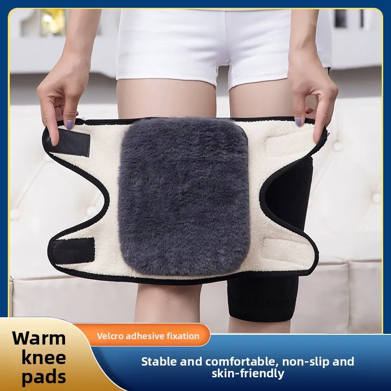 Knieschoner für Frauen und ältere Menschen, verdickt und Samt, Farbbezug, doppellagiger Sherpa-Imitat-Sherpa-Klettverschluss-Stil aus Verbundwerkstoff Image
