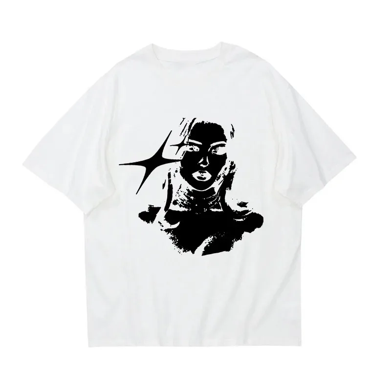 Frauen Harajuku Hip Hop Muster Gedruckt Punk Y2K Baumwolle T-shirt Grunge Gothic Street Top Hip Hop Lose Kurzarm T-shirt