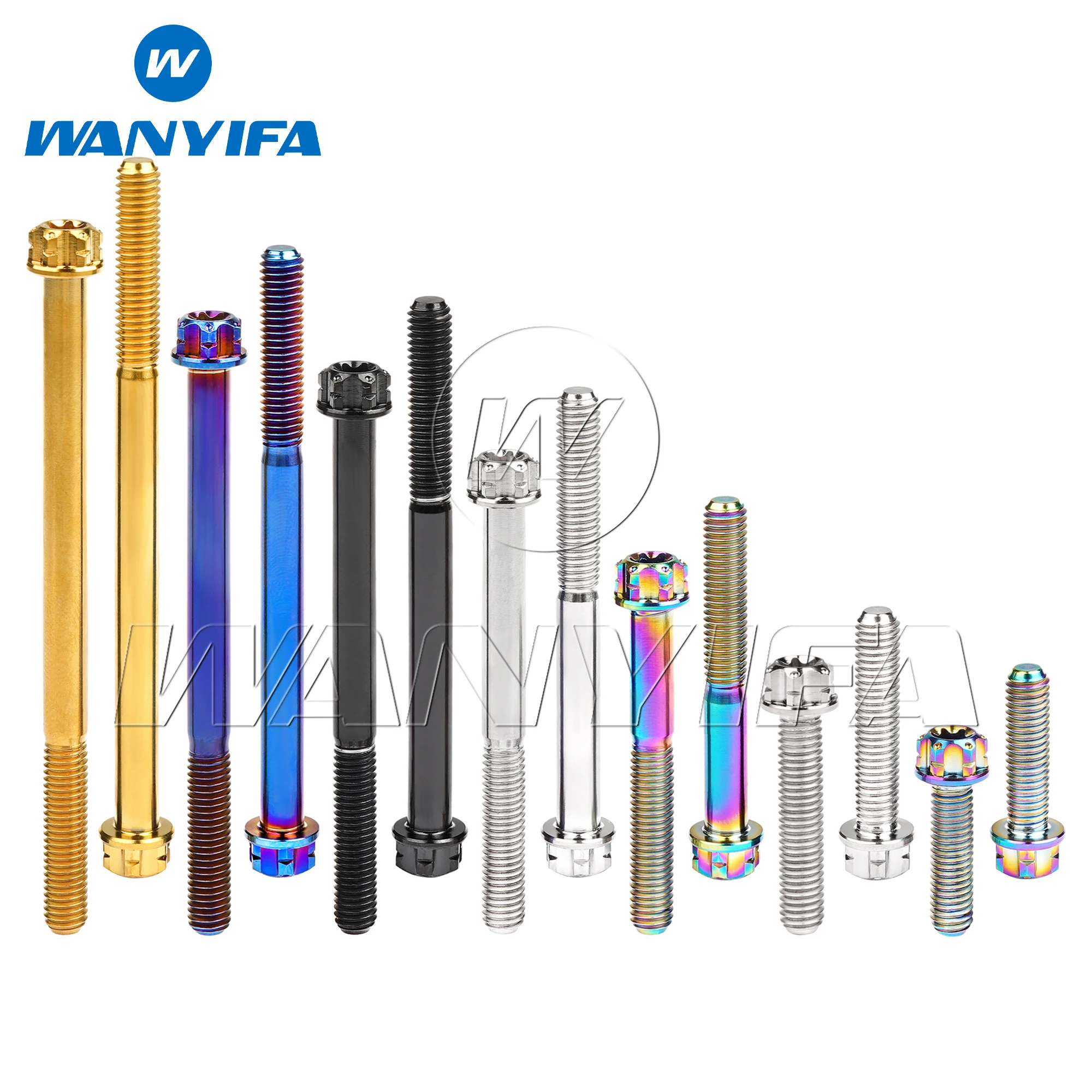 Wanyifa Titanschraube M5x6 10 15 20 25 30 35 40 45 50 55 60 65 70 75 80 85 90 mm Flansch Torx T25 Schraube mit „W“-Logo-Ti-Befestigungselementen Image