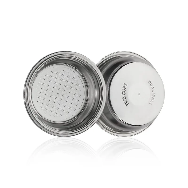 58 mm 2 Tassen Kaffeefilterkorb Edelstahl Kaffeemaschinenfilter Doppeltasse unter Druck porös für Siebträgerzubehör Image