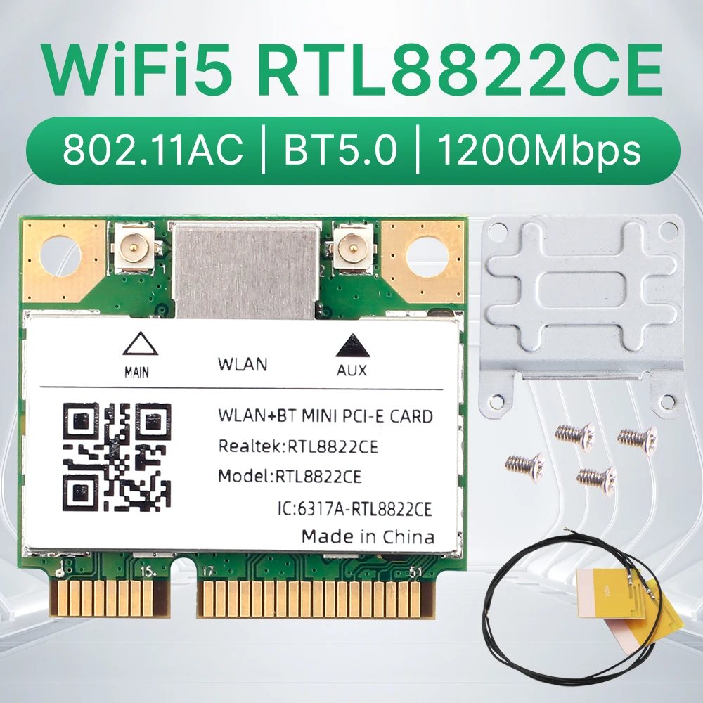 RTL8822CE WiFi 5 BT5.0 Mini Pcie Wireless Wifi Karte 1200 Mbit/s Netzwerk Adapter Dual Band 2,4 GHz/5 GHz 802,11 ac Für Win 10/11 Image