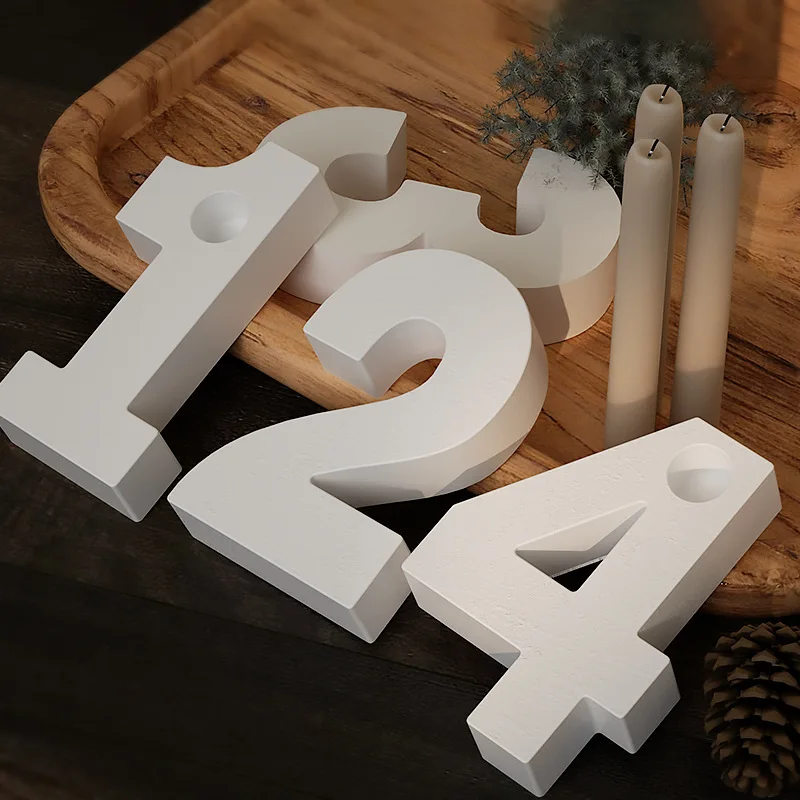 Geometrische Nummer 1-8 Form DIY Silikon form 3d handgemachte Kerzenhalter Formen Gips Harz Form Handwerk Kerzenhalter Form Dekor atio Image