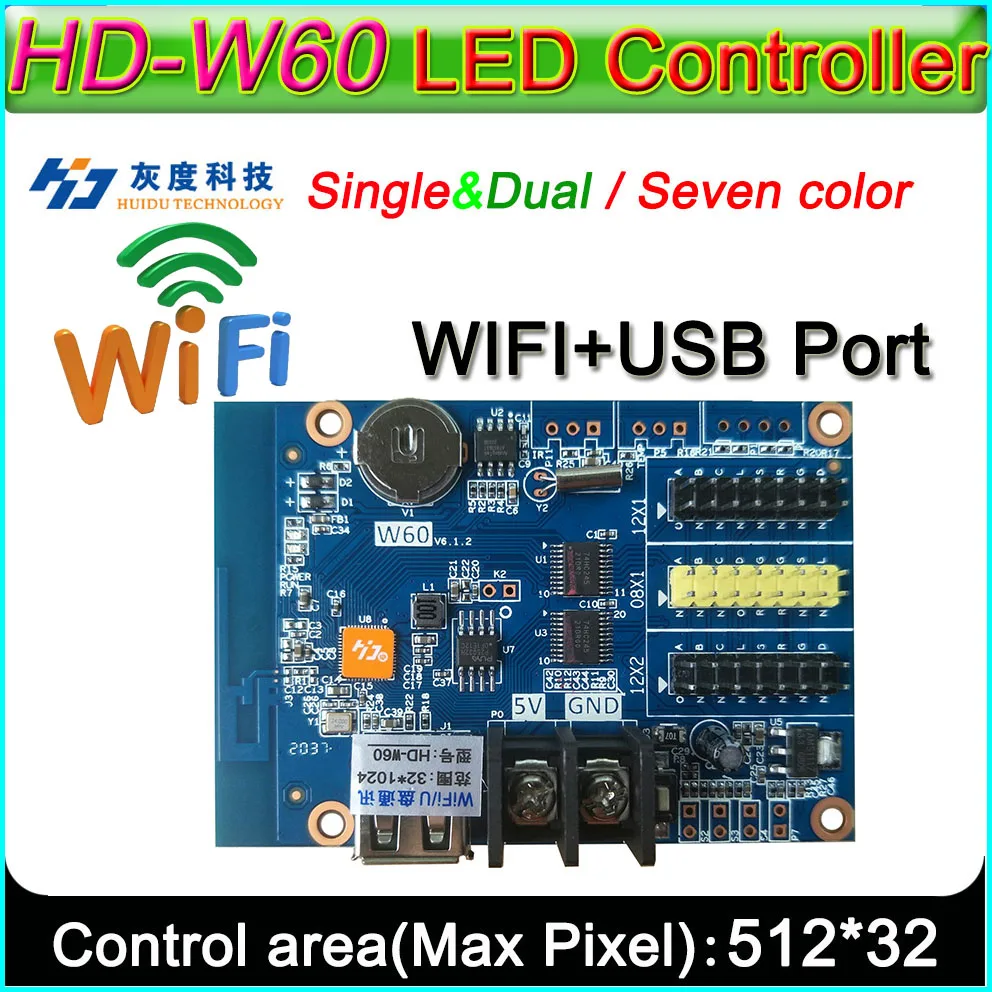 HD-W60, HD-W03 LED-Display-Controller, Einzel- und Doppelfarb-P10-LED-Schildmodul-Steuerkarte, U-Disk und drahtlose WIFI-Steuerung Image