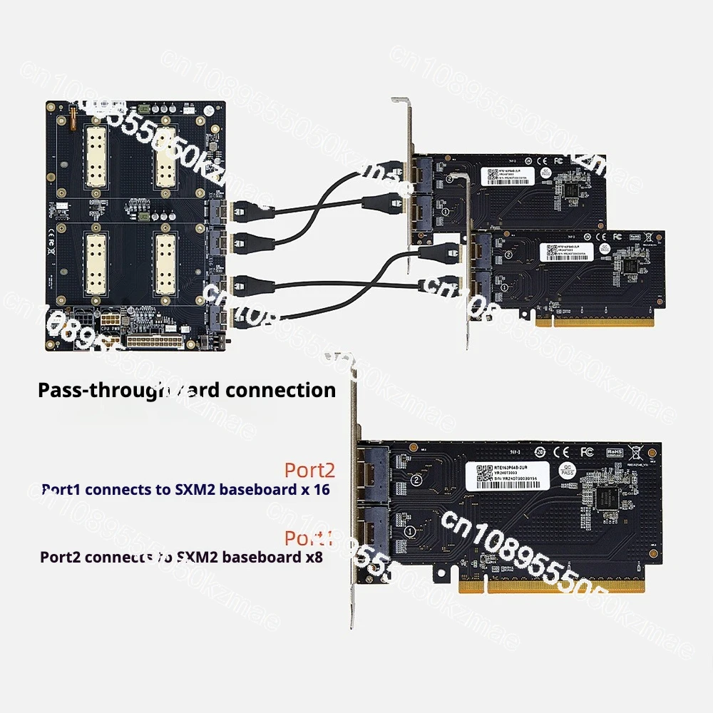 V100 SXM2 Grafikkartenadapter, PLX8749 NVLINK Lite Dual Card Board für AI Computing Image