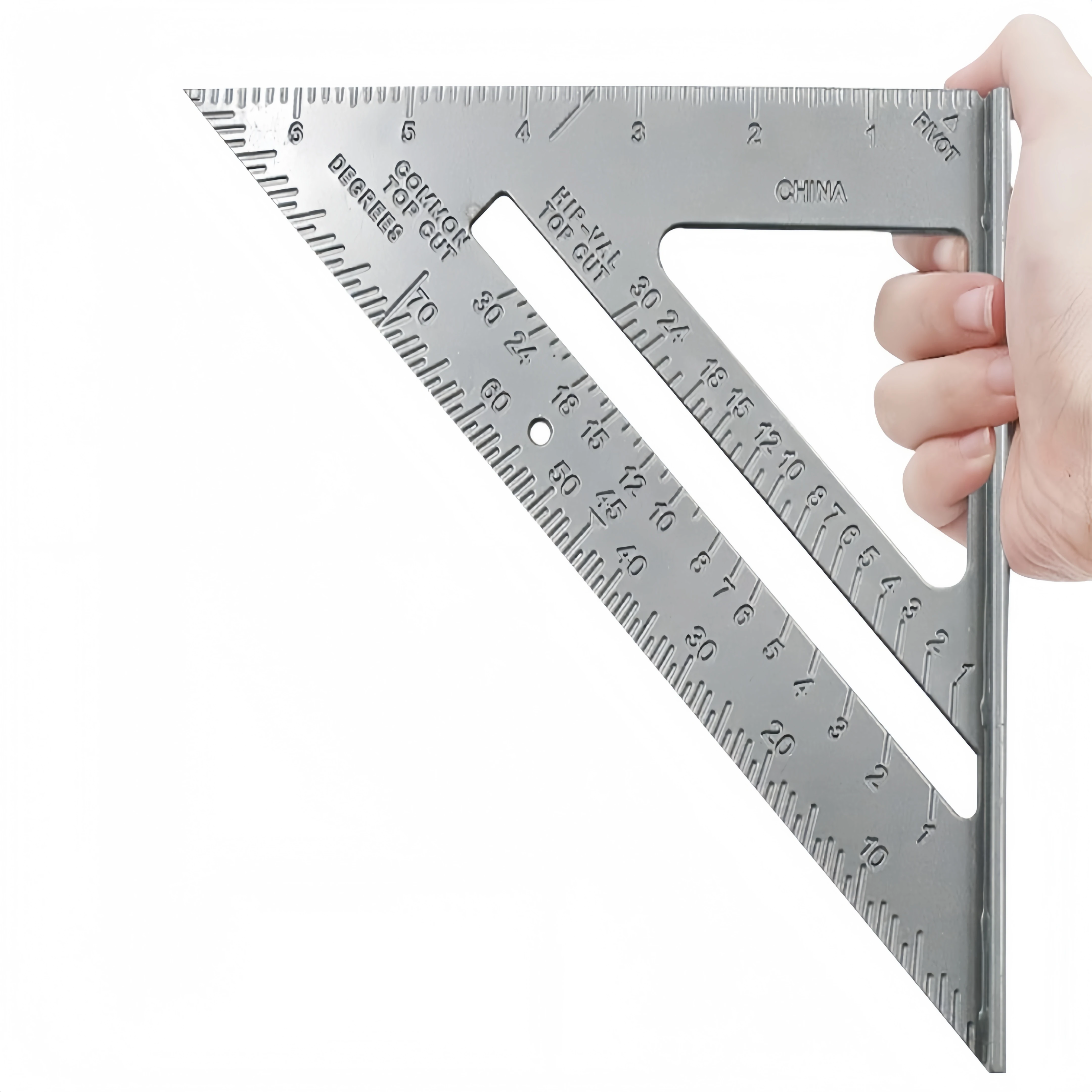Neue 7 Zoll Dreieck Lineal Messwerkzeug Aluminiumlegierung Schreiner Werkzeuge Zoll Metrisches Winkellineal Geschwindigkeit Quadrat Holzbearbeitungswerkzeuge Image