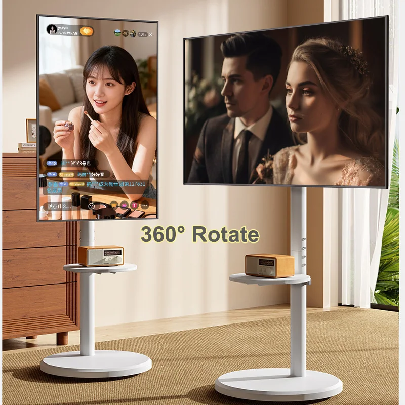 Rollbarer TV-Wagen für 10-42-Zoll-OLED-LED-Monitore, höhenverstellbarer tragbarer TV-Bodenständer für bis zu 66 Pfund, max. VESA 200 x 200 mm Image