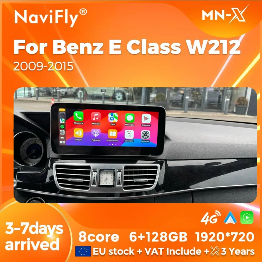 Navifly 10,25-Zoll EU-Lager Android 14 Auto Carplay für Mercedes Benz E-Klasse W212 S212 E200 E300 E400 2009–2015 GPS-Autoradio Image