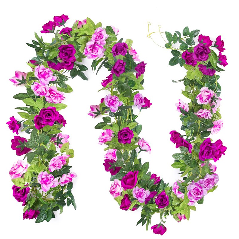 240CM/23.7FT Artificial Rose Flower Garland Fake Vines Silk Floral Hanging Plant for Wedding Arch Decorations Room Party Home Garden Hotel Office Wall Decor