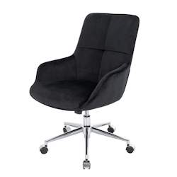 PROREGAL Bürostuhl | HxBxT 98x64x64 cm | Sitzhöhe 40cm | mit Armlehne höhenverstellbar Samt | Schwarz | Drehstuhl Schreibtischstuhl Lehnstuhl Image