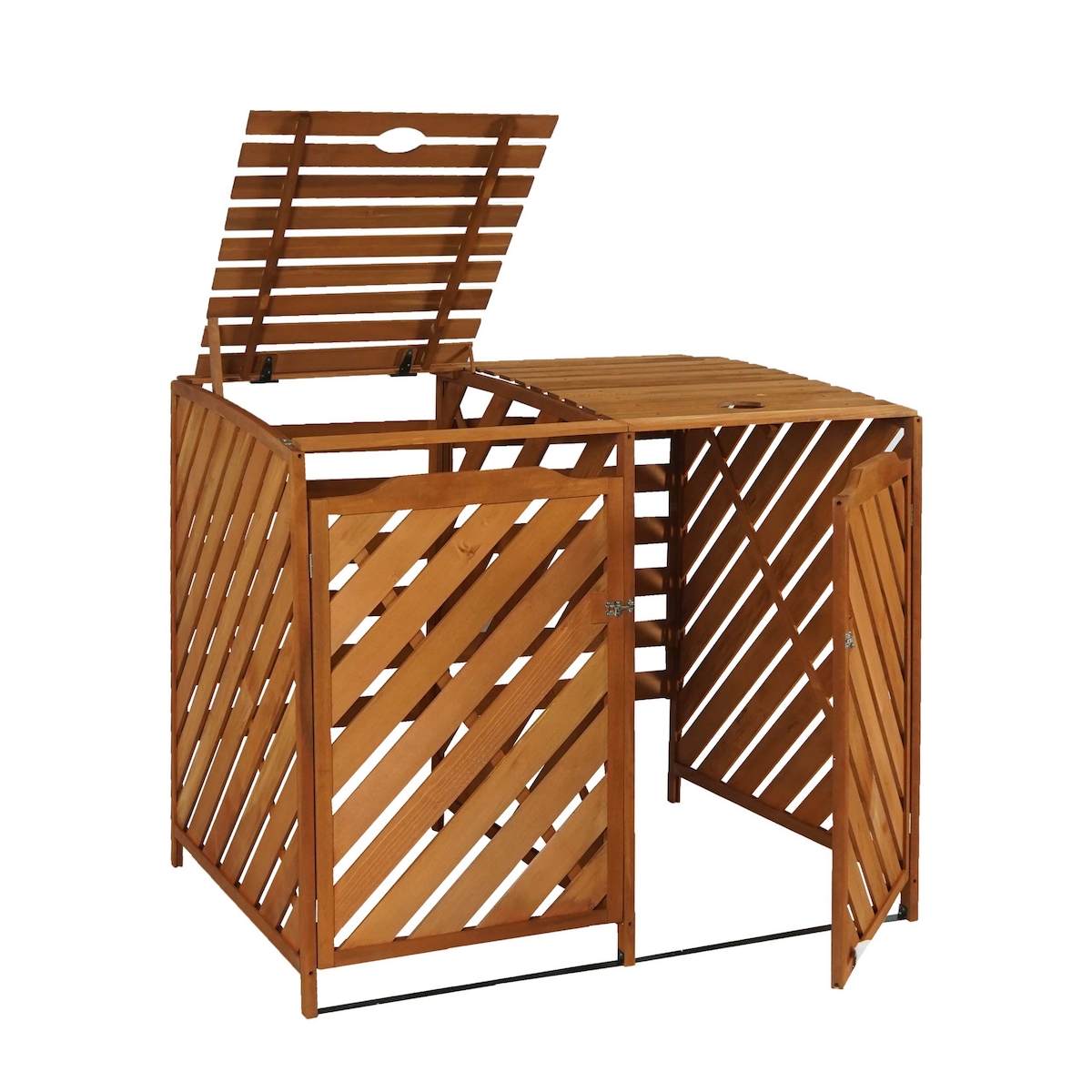 PROREGAL XL 2er-/4er-Mülltonnenverkleidung | HxBxT 121x133x98 cm | Braun | Mülltonnenbox Mülltonnenabdeckung Holz Image