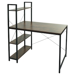 PROREGAL Schreibtisch mit Regal | HxBxT 120x100x60 cm | Metall MDF | Braun | Laptoptisch Bürotisch Arbeitstisch Image