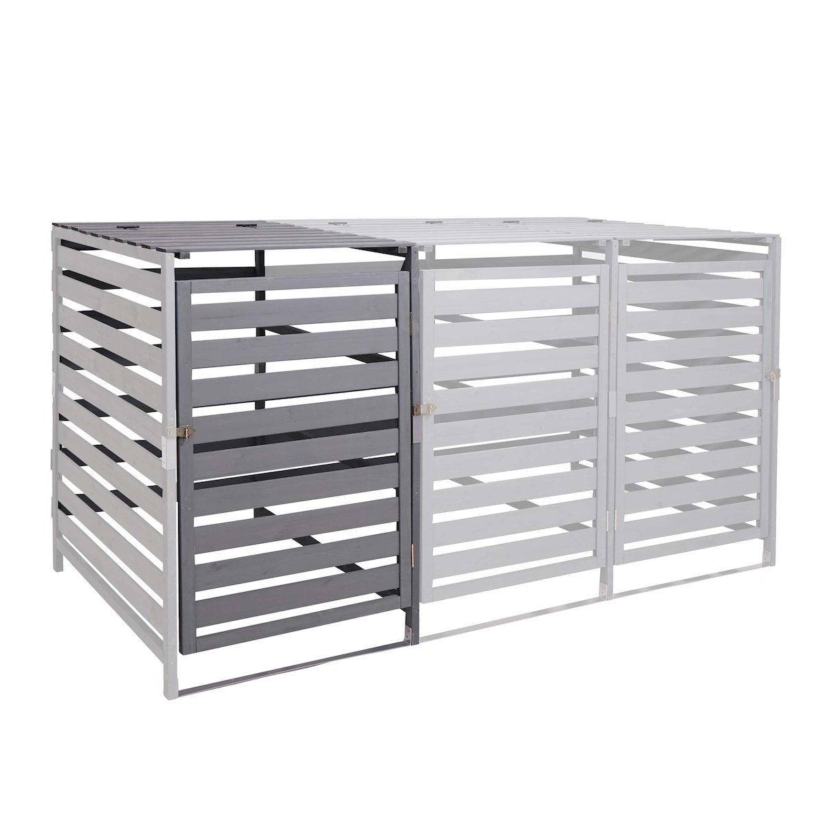 PROREGAL XL 1er-/2er-Mülltonnenverkleidung Erweiterung | HxBxT 114x67x97 cm | Hellgrau | Mülltonnenbox Mülltonnenabdeckung Massiv-Holz Image