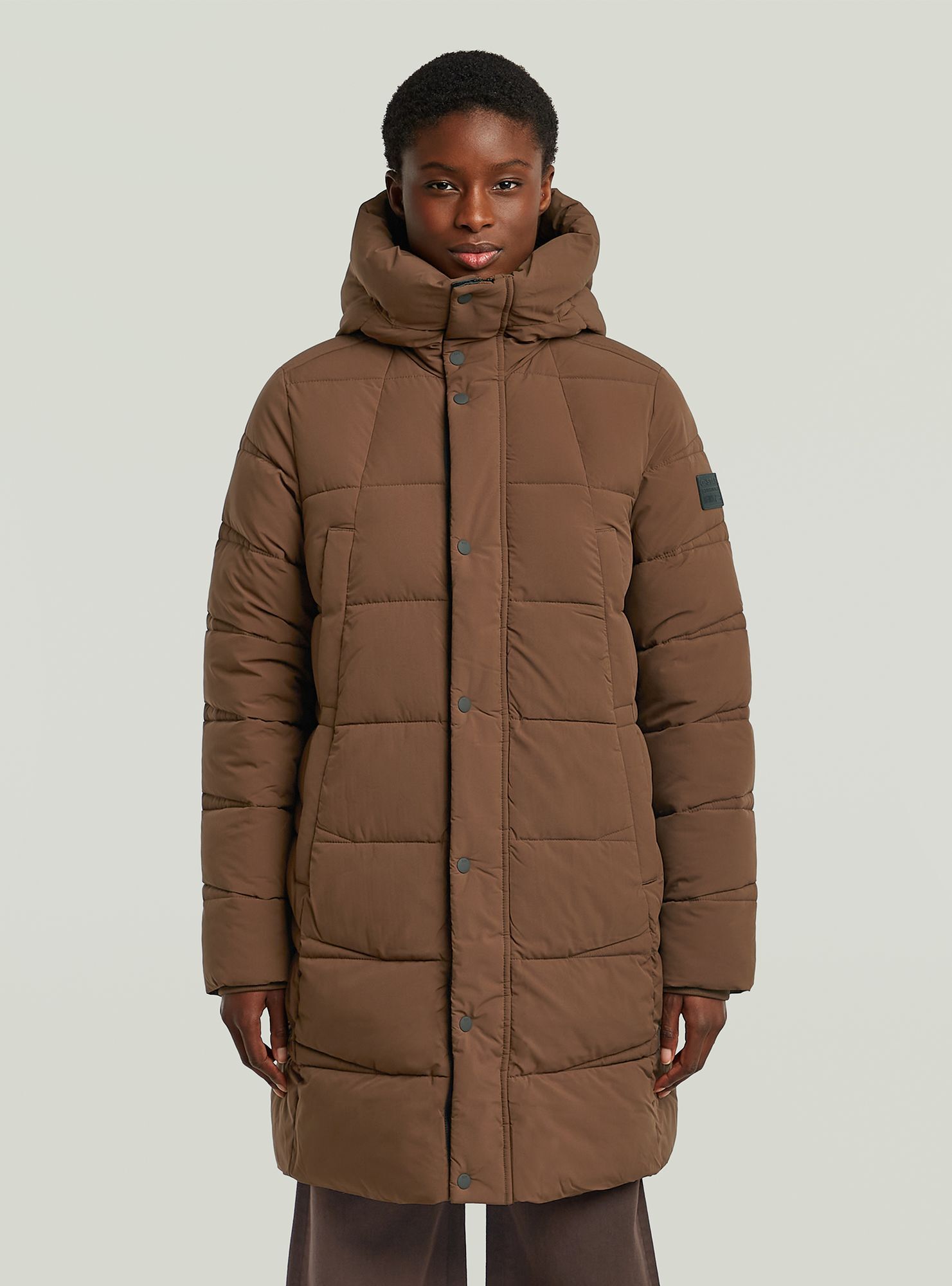 Outdoorjacke G-STAR "Whistler Mid Puffer", Damen, Gr. XL, potting soil, Obermaterial: 50% Polyester, 50% Polyester, Jacken Outdoorjacke