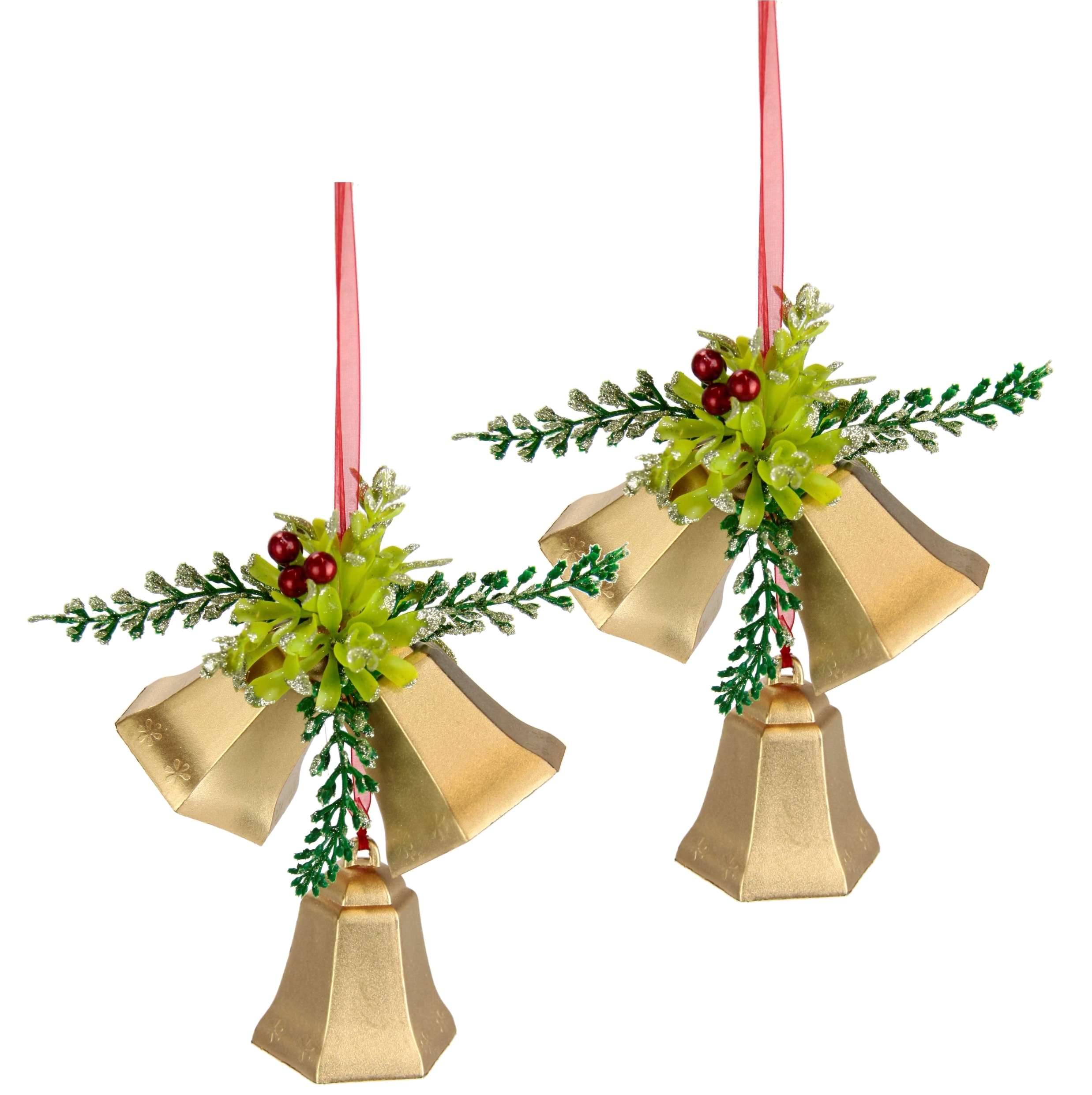 Dekohänger I.GE.A. "Glocken", gold, B:9cm H:25cm, Kunststoff, Dekohänger, zum Hängen, 2er Set, Weihnachtsdeko Kranzdeko Image