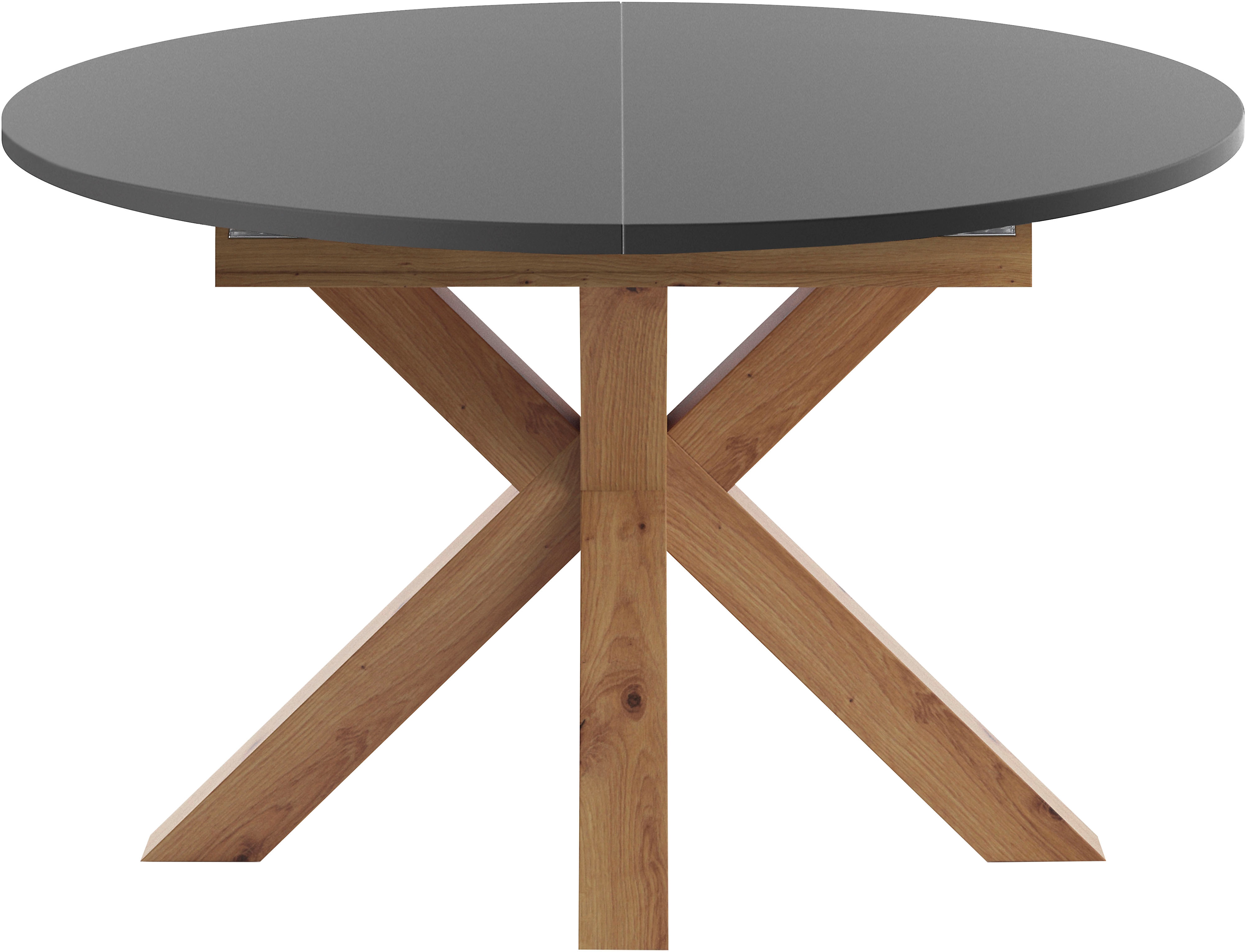 Esstisch "New Atlanta", schwarz (asteiche, vulkanschwarz supermatt, asteiche, vulkanschwarz supermatt), H:81cm, SET ONE BY MUSTERRING, Tische, Esstisch, mit runder Platte, ausziehbar, Stern-Fuß, Maße Ø130cm (170x130cm)