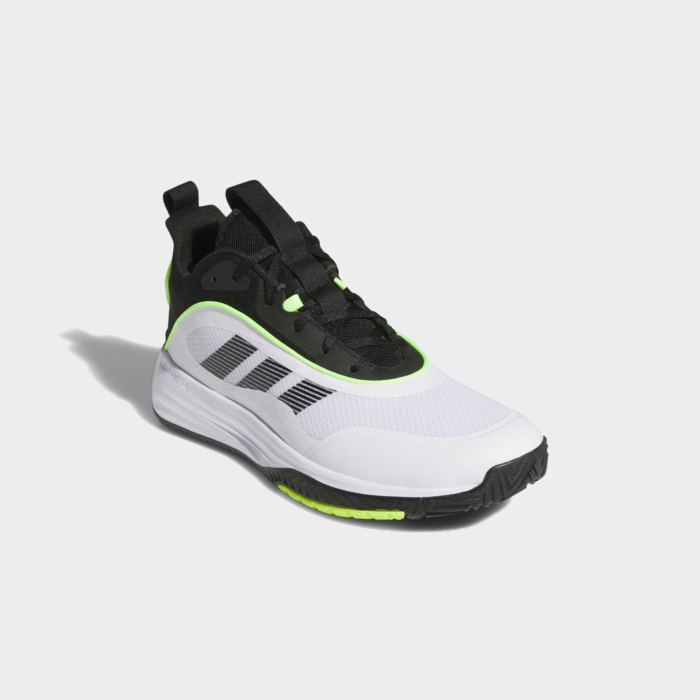 Basketballschuh ADIDAS SPORTSWEAR "OWNTHEGAME 3.0", Herren, Gr. 46, cloud weiß, core schwarz, lucid lemon, Synthetik, Textil, Schuhe