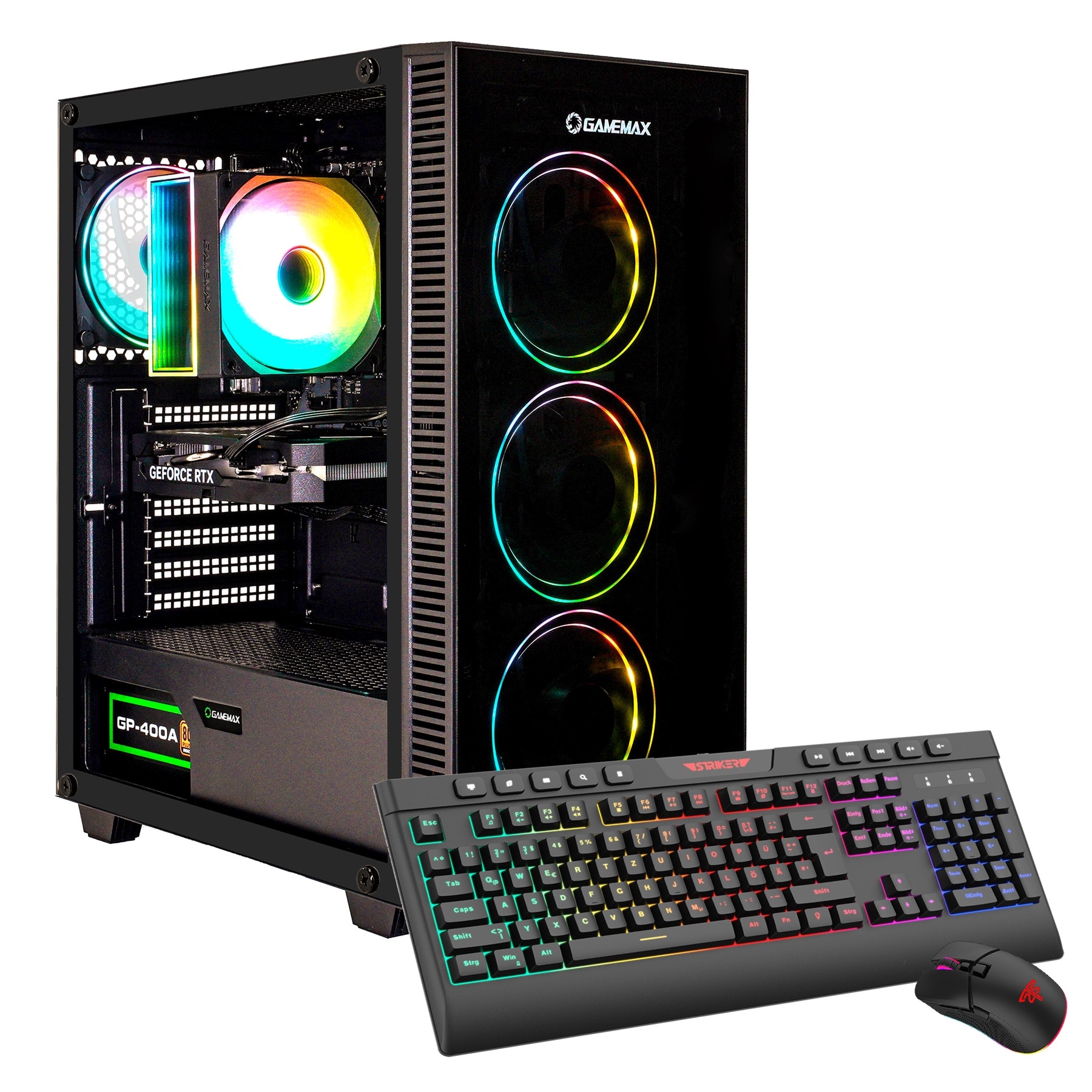 GAMEMAX Gaming-PC "Draco XD 7799 Ryzen 5 7500F RTX 5060Ti 16GB DDR5 1TB SSD RTX 5060Ti", schwarz, Microsoft Windows 11 Home (64 Bit), 16 GB RAM 1.000 GB SSD, Desktop-PCs, Windows 11, DDR5 RAM Image
