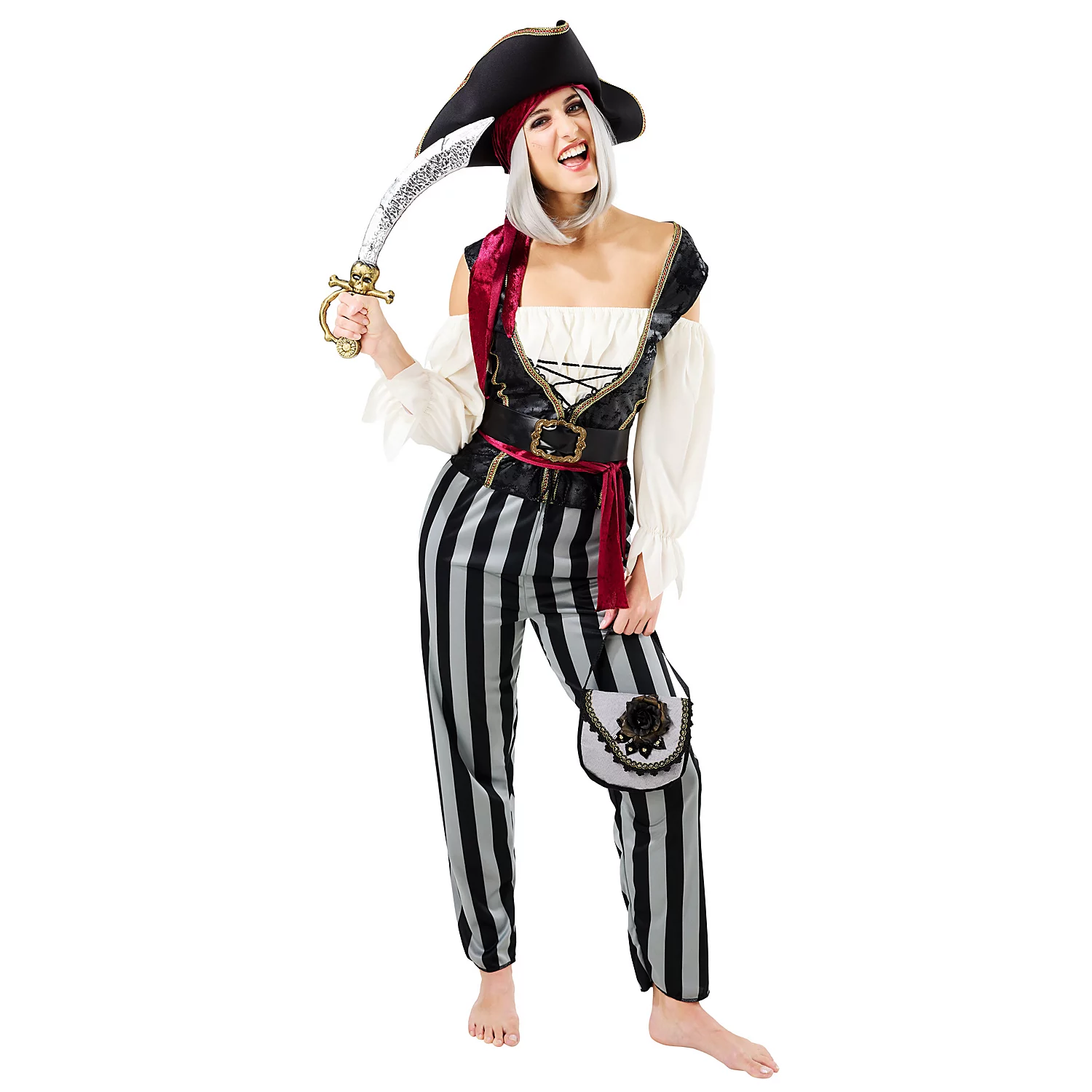 Kostüm Piratin, bordeaux/grau Image