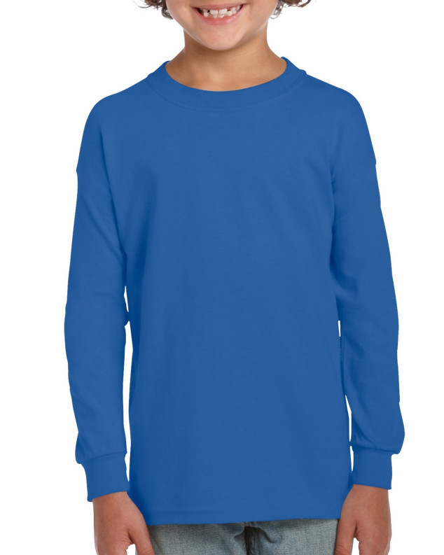Gildan G240B Youth 99/1 6.1 Oz. L/S T Shirt in Royal Blue size Small | Cotton 2400B, G2400B