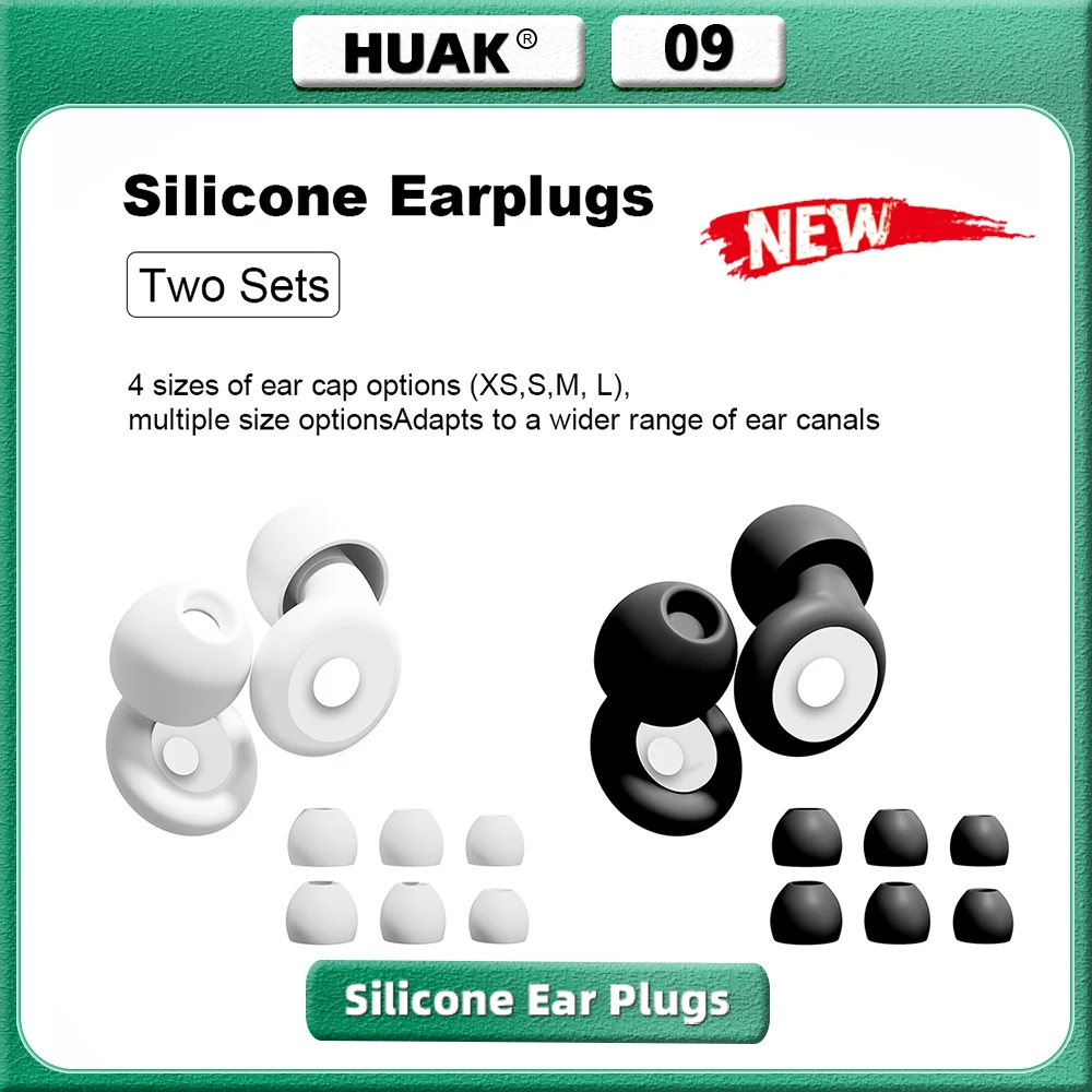 HUAK 2 Sets Ohrstöpsel – High-Fidelity-Silikon-Gehörschutz für Konzerte, Geräuschreduzierung, Schlaf-Ohrstöpsel – zusätzliches Zubehör inkl. Image