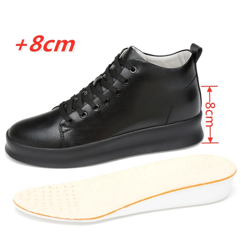 Aufzug Männer Turnschuhe Höhe Erhöhen Schuhe für Männer Casual Einlegesohle 8 cm Weiß Schwarz Größere Schuhe Männlich Freizeit Sport Plus größe