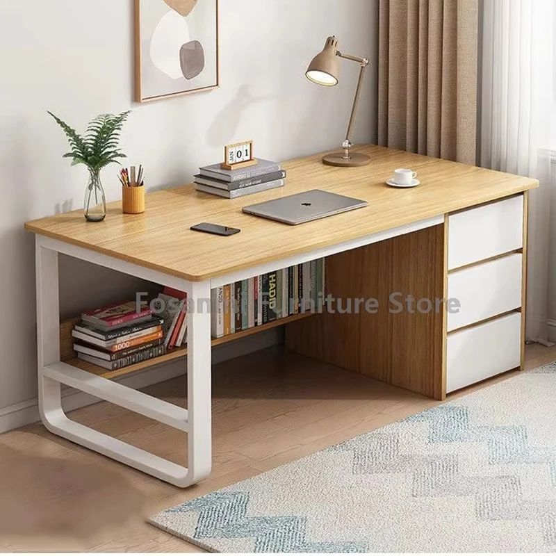 Computertisch mit 3 Schubladen und Ablagefach, moderner Büro-Arbeitstisch, minimalistischer Heim-Gaming-Schreibtisch, PC-Tisch für Schlafzimmer, Arbeitszimmer Image