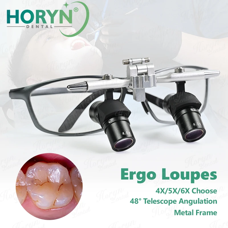 4X/5X/6X Lupe Dental 48 ° Ergo optische Lupen, Oralchirurgie-Lupe, Glas, verhindert Biegen, senkt den Kopf, Zahnmedizin-Werkzeug Image