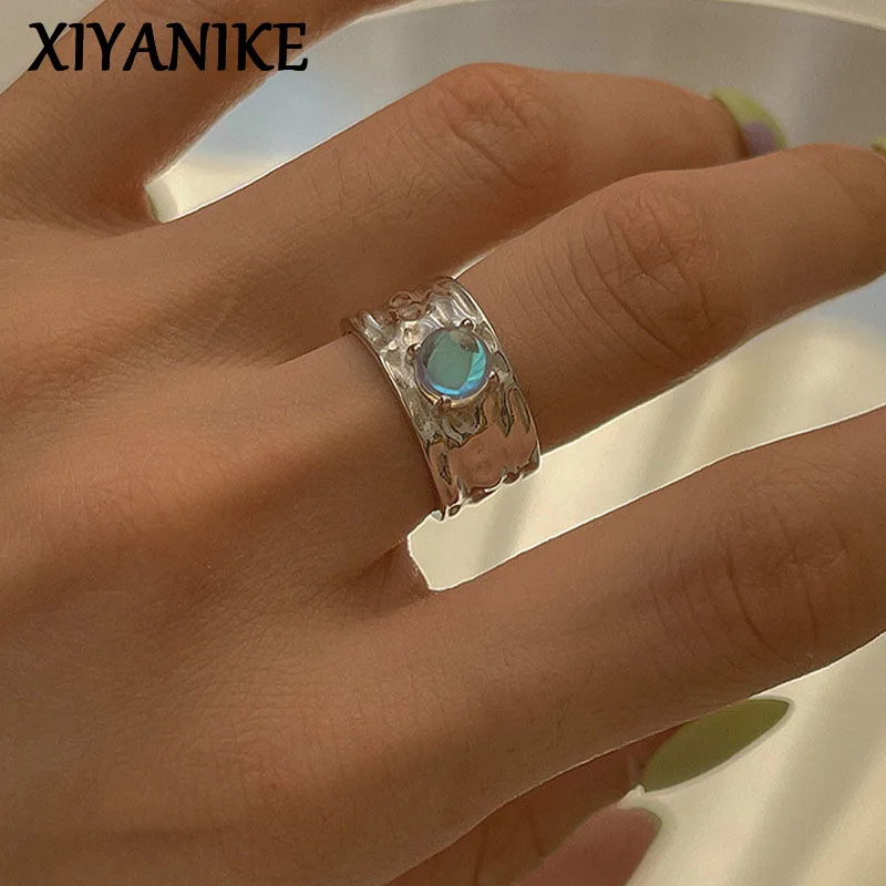 XIYANIKE Unregelmäßige Zirkon Offene Manschette Finger Ringe Für Männer Frauen Mädchen Neue Mode Trendy Schmuck Geschenk Party Hochzeit Nadé 1933 Image