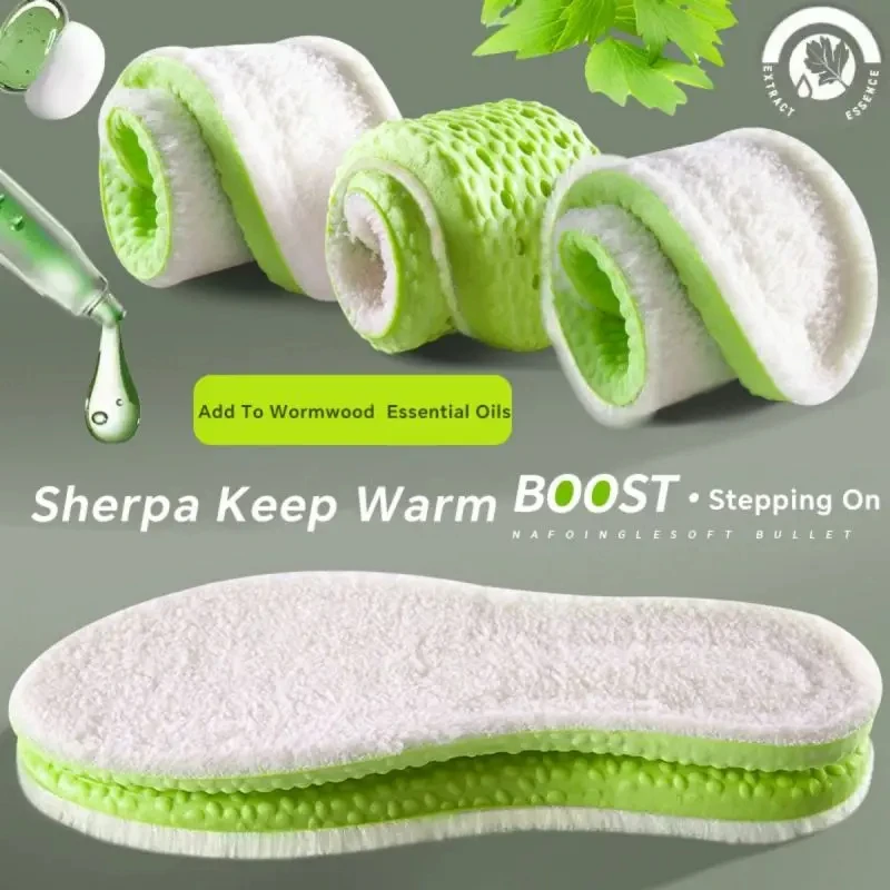 Thermostatische Thermo-Einlegesohlen für Damen und Herren, Winter, warm, selbsterhitzend, Plüsch-Schuhpolster, weich, verdickt, selbsterhitzende Schuhpolster Image