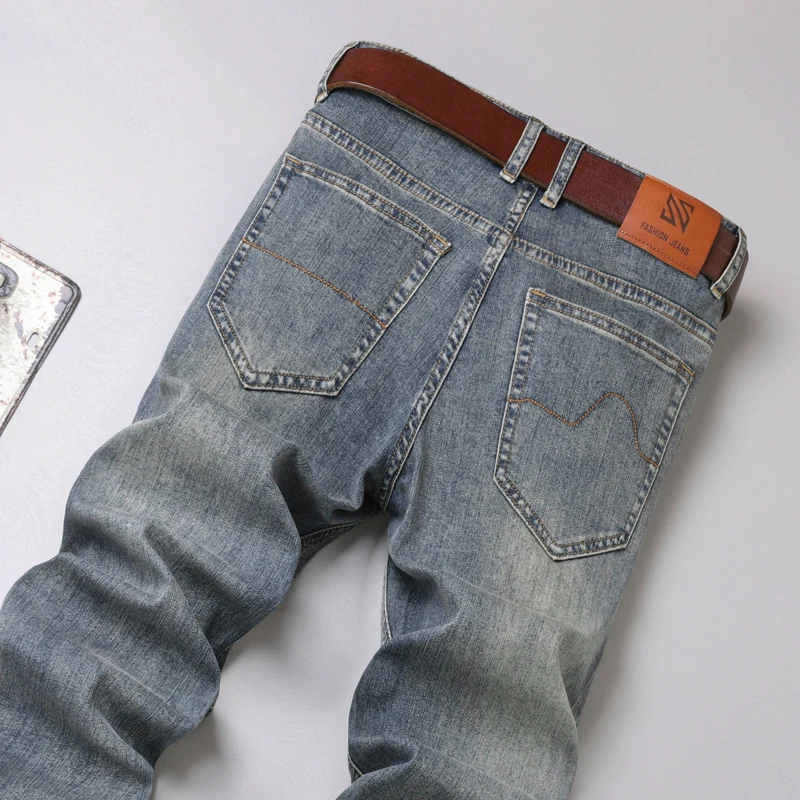 Frühling Herbst männer Smart Jeans Business Mode Gerade Regelmäßige Stretch Denim Hosen Klassische Männer Plus Größe 28-40