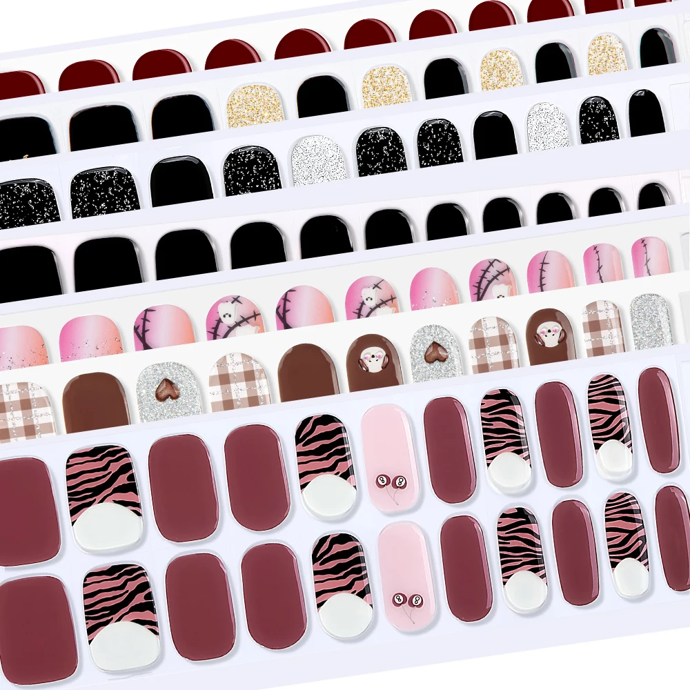 Vollständige Abdeckung Nagelaufkleber Mode Nagellack Nageldekoration Funkelnder Glitzer Selbstklebende Maniküre Designer Nail Art Aufkleber Image
