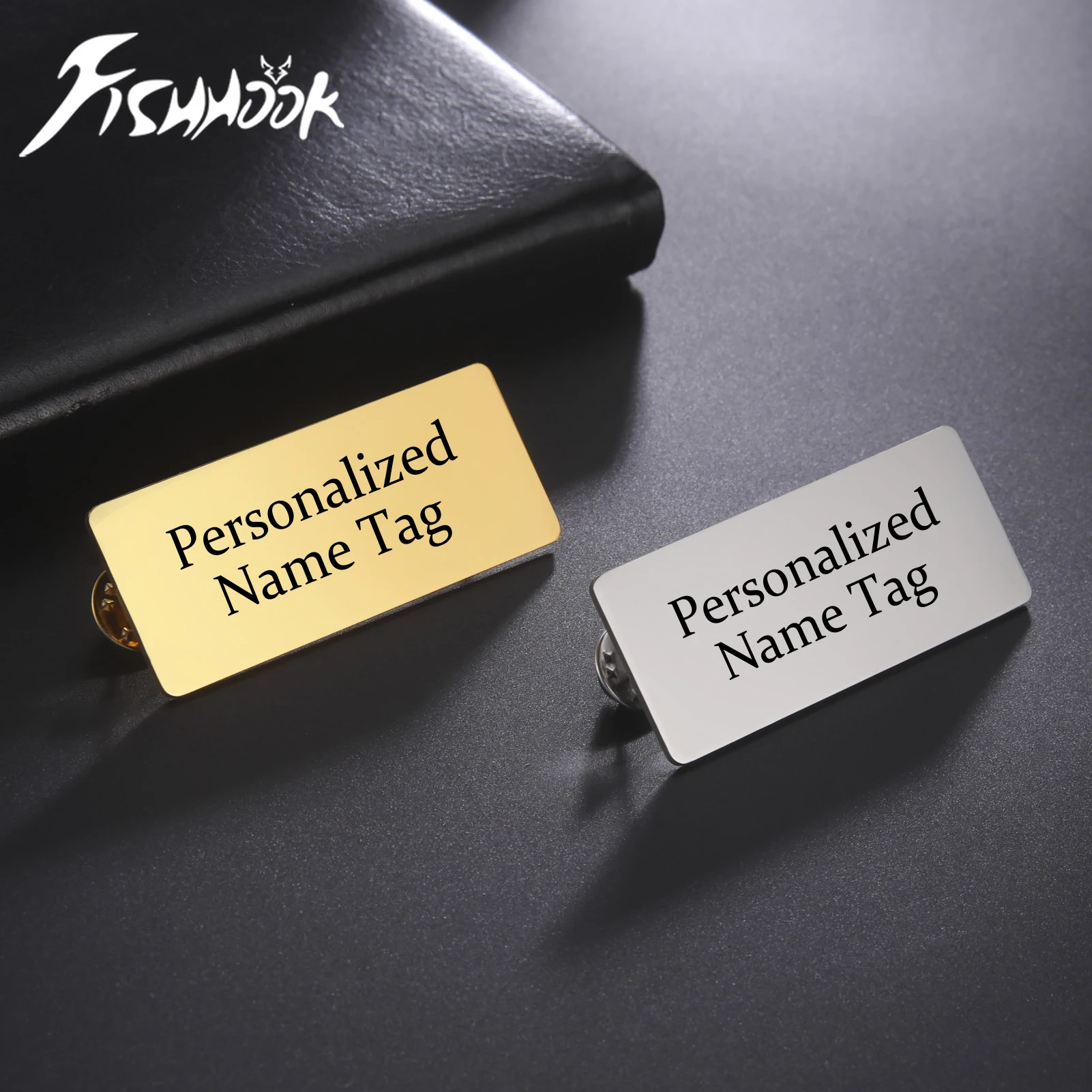 Brustnadel, personalisierte Brosche, Namensschild, Business-ID, individuelle Gravur, Firmenlogo, Anstecknadel, Metallabzeichen für Damen und Herren, Edelstahl Image