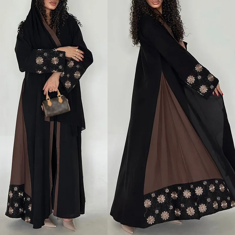 Eid Frauen Abaya Stickerei Kleid Blume Ramadan Strickjacke Muslimischen Kaftan Robe Jalabiya Marokko Dubai Kaftan 2026 Vestidos Largos Image